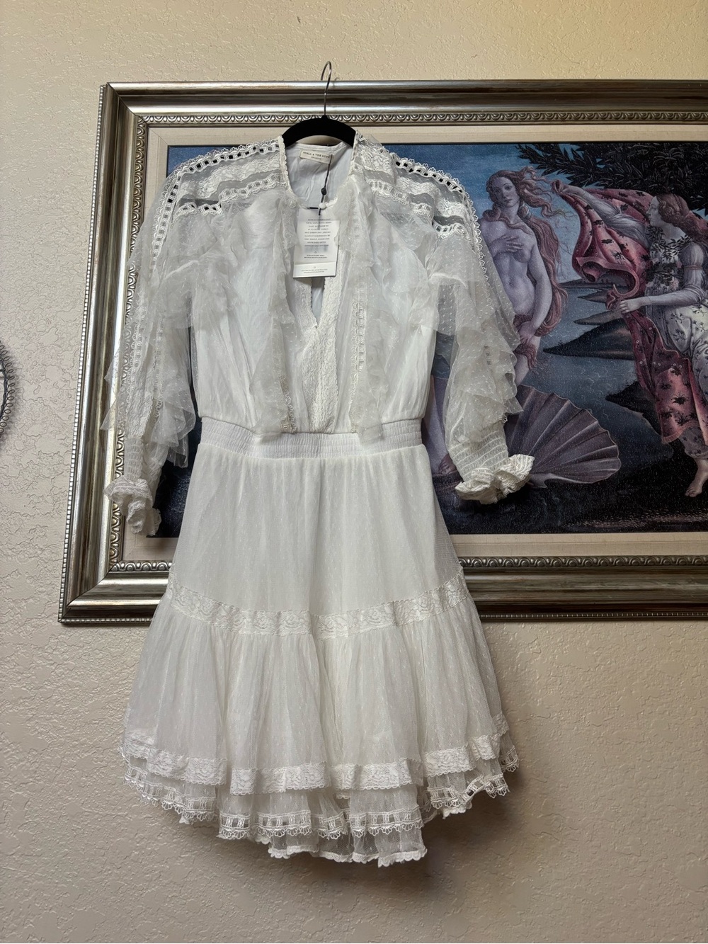 Grace Tulle White Lace Tiered Mini Dress - Feminine V-Neck Style